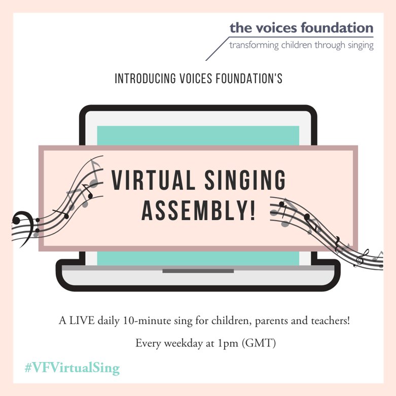 Introducing the VF Virtual Singing Assembly: a LIVE daily 10-minute sing for children, parents and teachers! 

Tune in TODAY at 1:00 PM, for some fun, uplifting singing led by our VF practitioners.

pscp.tv/Voices_Found

Please share #VFVirtualSing with friends, and family!