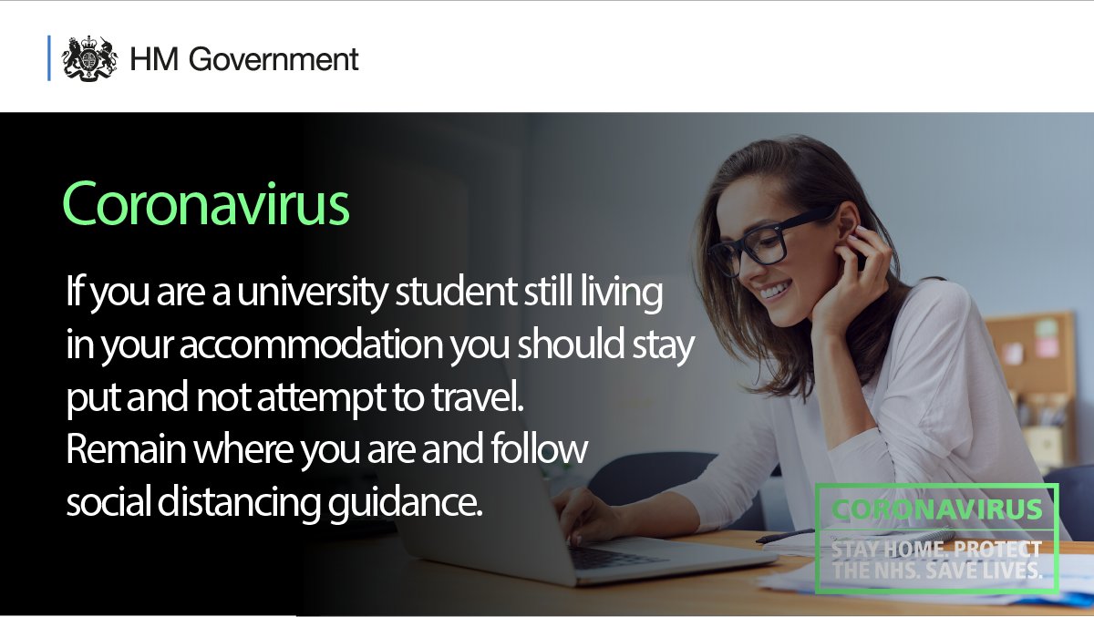 Government advice for students is to stay put in your accommodation and do not travel #StayHomeSaveLives #coronavirus