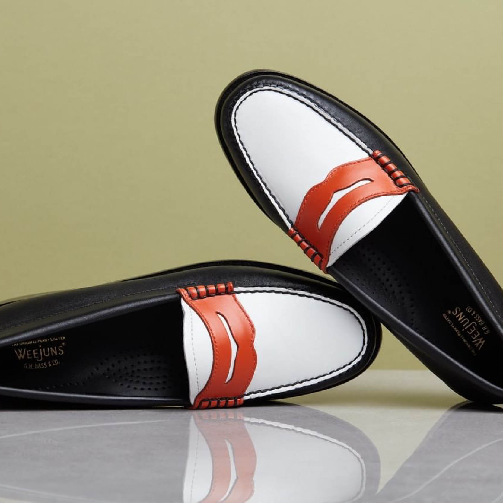 bass two tone loafers