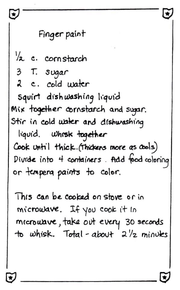 FranDeWine's tweet photo. Seems like the perfect day to finger paint with the kids! This is a recipe I’ve had for years. Make your own!

#InThisTogetherOhio 
#StayHomeOhio
#COVID19OhioReady https://t.co/7uhHlRQj9W