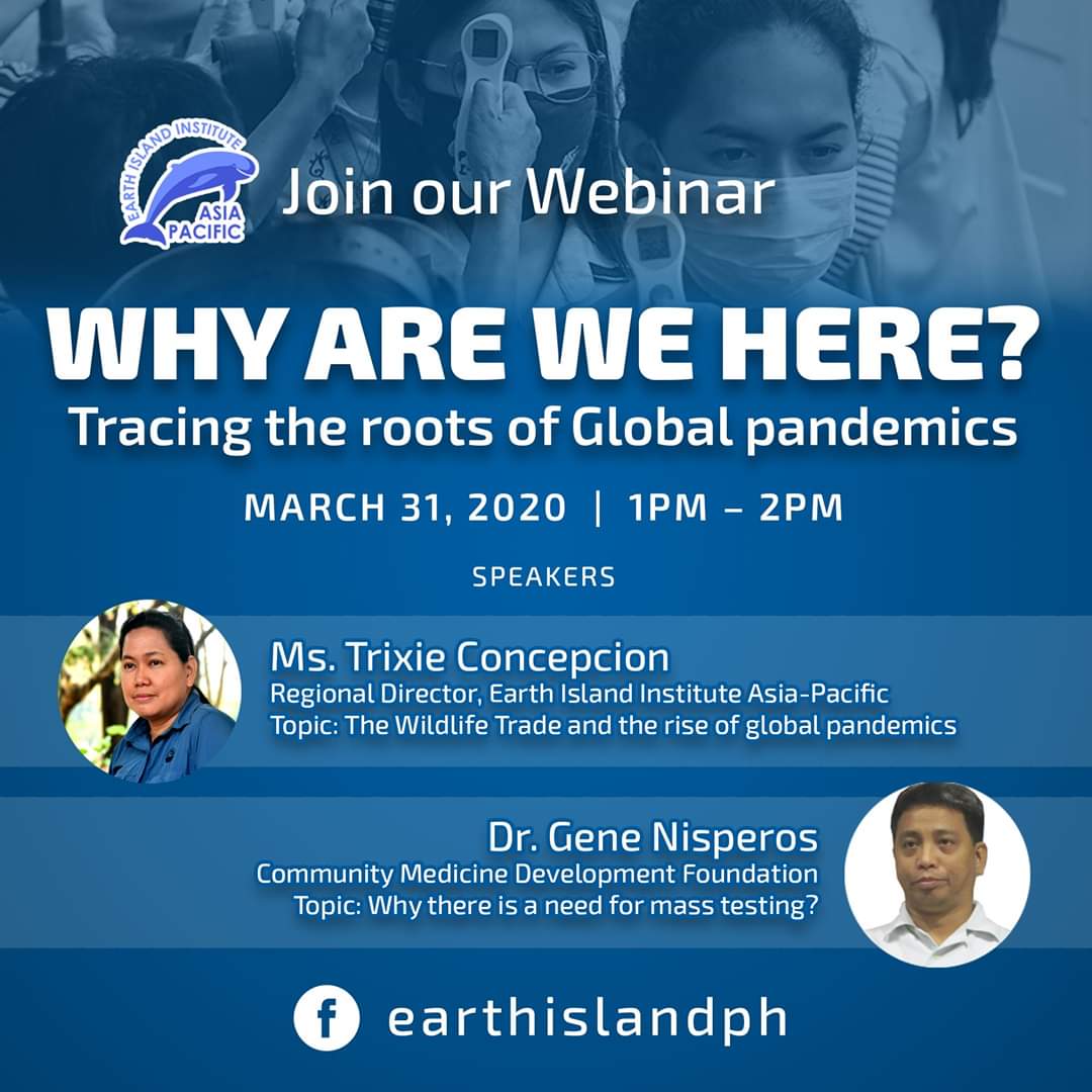 savedolphinsph's tweet image. Join us, for an afternoon of discussion about COVID19 and its relation to the environment. Catch us live on Facebook on March 31, 2020, 1pm, in tracing the roots of global pandemics.
#FreeMassTestingPH
