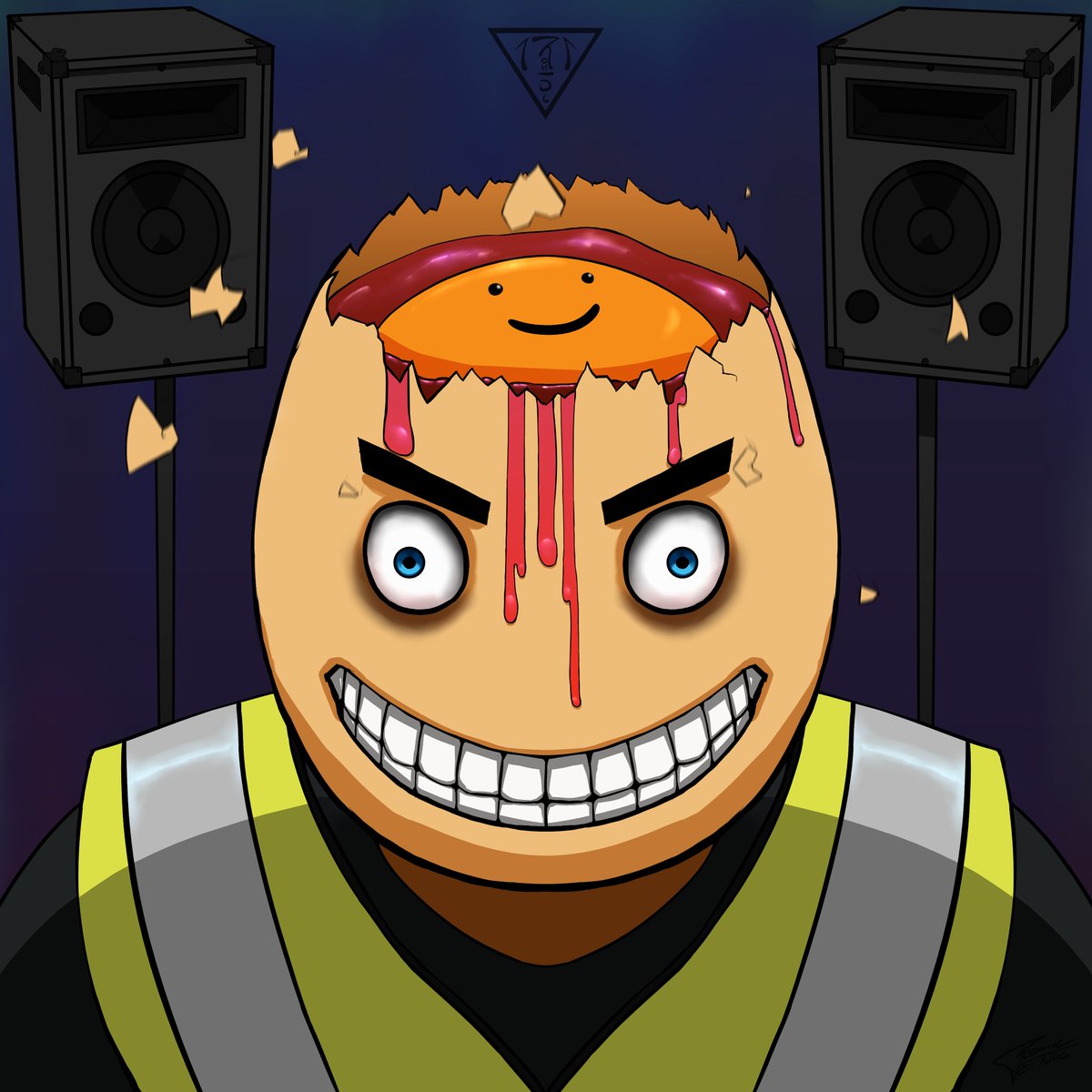 R5on11c's tweet photo. HARDBASSMUSIKLOBOTOMIE!
Welcome to the Party Bunker. Did a collaboration with AlanAztec and what can i say? I love it :D .

Art © R5on11c (Ralf Mathes)

#AlanAztec #Hardbass #R5on11c #Egg #Yolk #Gopnik #Speakers #DigitalArt #WarningVest #PartyBunker #Eggshell #Creepy https://t.co/800EKkil6l