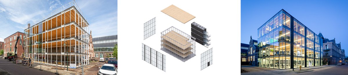 Bouwdeel D(emontabel) is snel gebouwd….en ook snel weer af te breken. Het circulaire kantoorgebouw en de constructie zijn zo ontworpen dat het geheel demontabel is en de verschillende elementen opnieuw gebruikt kunnen worden. imdbv.nl/Nieuws/D(emont… Fotografie: <a href="/cepezed/">cepezed</a>