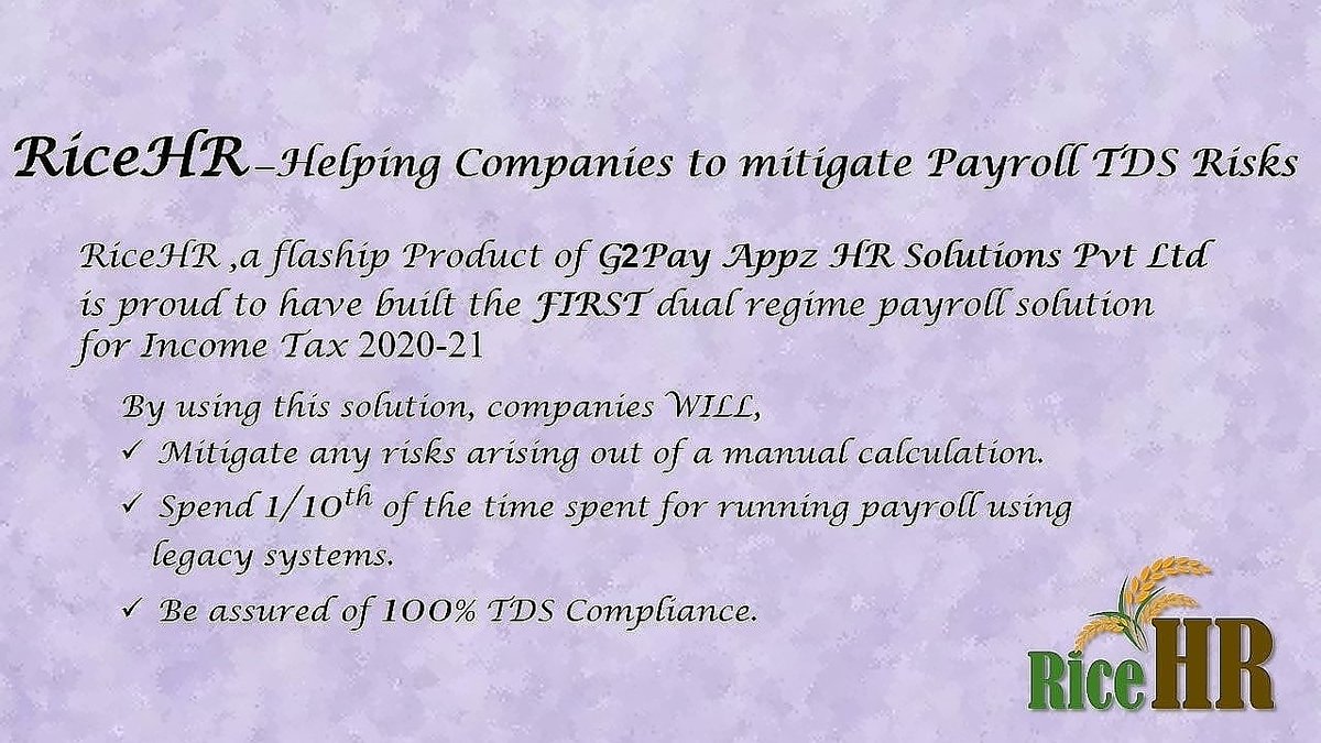 RiceHR_2020's tweet photo. #hrms #hr #payroll #payrollservices #payrolltax #standard #safecloud #incometax #tworegimes #besafefromcoronna #BeSafe https://t.co/rmn8KfHO2v
