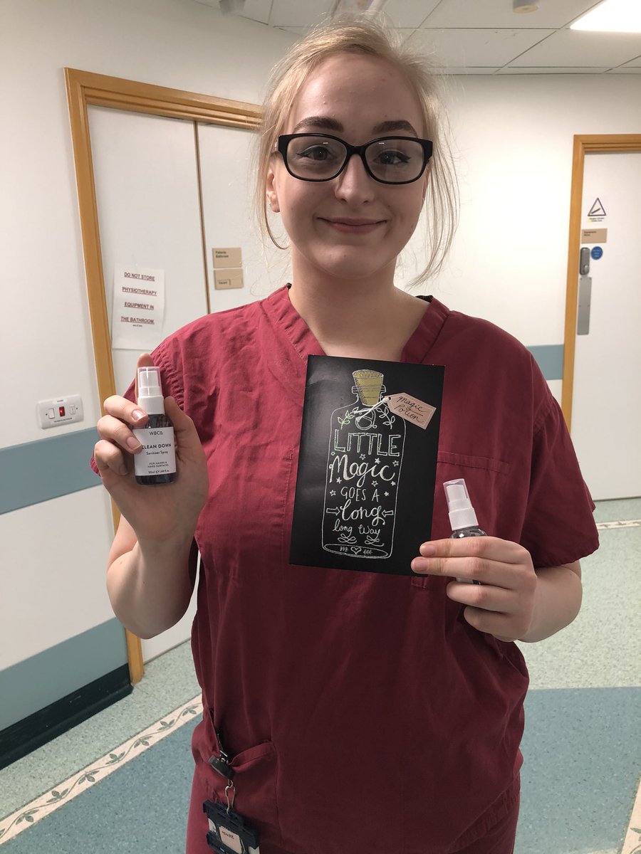 louise_butchart's tweet photo. Big thanks and much appreciation to Kim Cattin @westbarnco for her very kind donation of “Clean Down Sanitizer Spray” a fantastic product for cleaning hands and hard surfaces.....Perfect for the dedicated team on Critical Care @QEGateshead  now more than ever #Clean #grateful https://t.co/dsW9eCO6Az