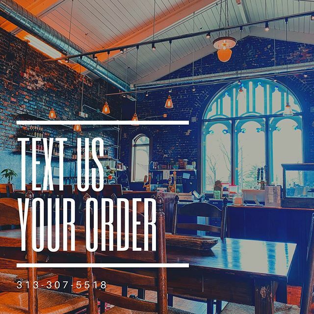 Did you know you can text in your order too?  Send us a message with your order and eta, wait for our confirmation, and come on in to pick it up!  We will be here 8am-2pm for your food/coffee/beer/wine needs!
📱 313-307-5518 ift.tt/2wGefEC