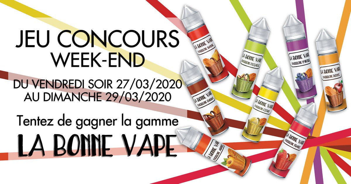 vapeurfrance's tweet photo. Nouveau concours weekend 🎉

Tenter de gagner la gamme LA BONNE VAPE:

1. Like &amp; partage ce poste
2. Tag 3 amis
3. S'inscrire à notre newsletter si c'est pas déjà fait (lien dans la bio IG)

Vs pouvez participer autant de fois que vs voulez 😉

#concours #vapecontest #frenchjuice https://t.co/tkG75BDBCf