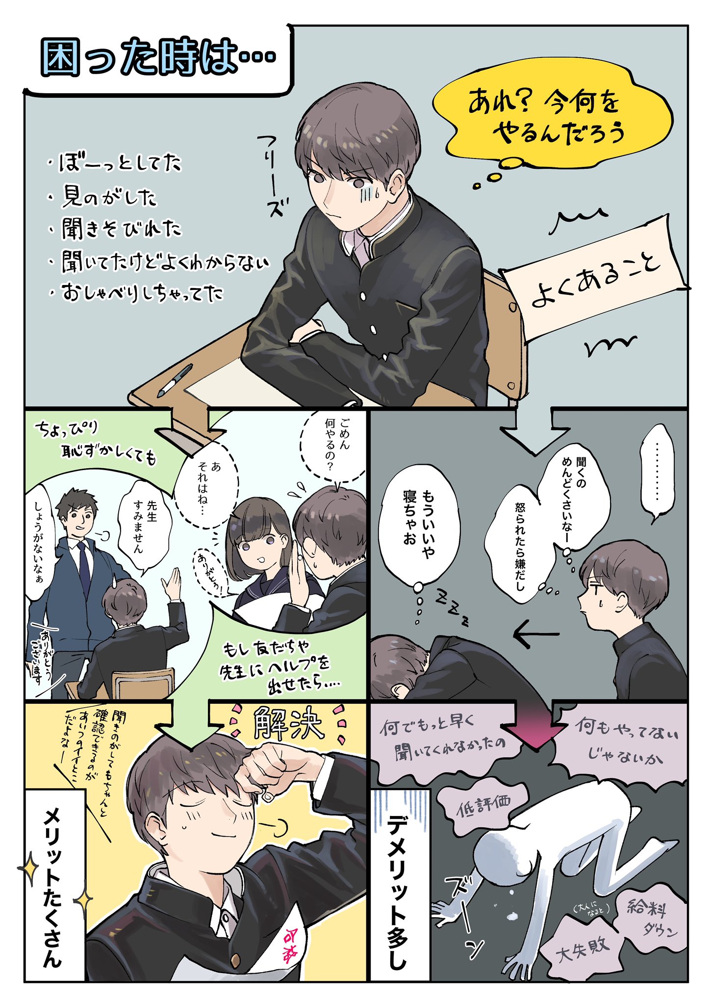 家庭や学校のためのsst道具箱 イラスト教材更新のお知らせ 指示を聞き逃した時など 困った時にちゃんと質問ができるとメリットが多いよというものです By 家庭や学校のためのsst教材 T Co Mtzcvtf3a8 T Co Qeebqg8arc Twitter 家庭や学校のためのsst道具箱 イラスト教材更新のお知らせ 指示を聞き逃した時など 困った時にちゃんと質問ができるとメリットが多いよというものです By 家庭や学校のためのsst教材 T Co Mtzcvtf3a8 T Co Qeebqg8arc Twitter