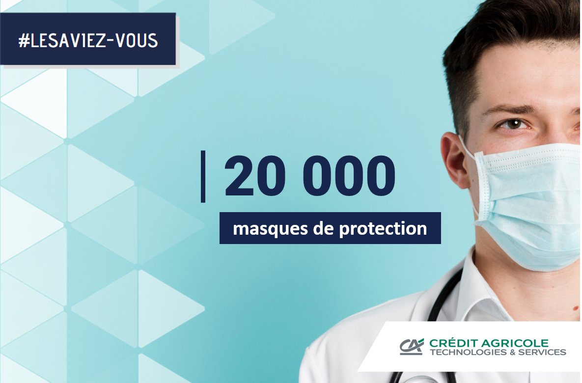 #COVID19 | Soyons tous solidaires face au Coronavirus ! 💪 CA-TS collabore à l’effort national au travers d’un don de 20 000 #masques de protection 😷 aux Agences Régionales de Santé. Merci aux #PersonnelsSoignants #PersonnelMédical pour leur engagement !