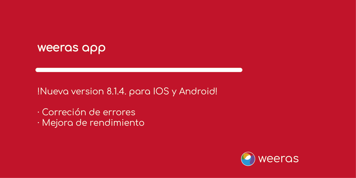 saakdigital's tweet photo. 📲 ¡Nueva actualización de #WeerasApp!
Ya tienes disponible la nueva versión de nuestra aplicación, tanto para Android como para iOS. https://t.co/6aOpJqiELz