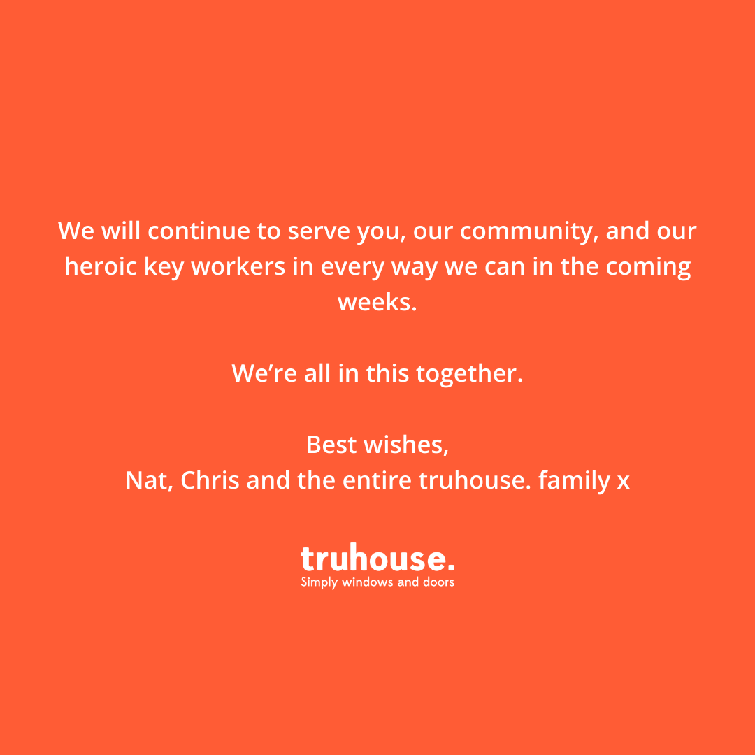 truhouseuk's tweet photo. ****Temporary showroom closure****
We are ensuring that our friendly team remain available to you by phone, email, video call, virtual meeting, social media, and any other digital channel that suits you – from the comfort of your home.
We’re all in this together.
truhouse. family https://t.co/MeCqR5lxsW