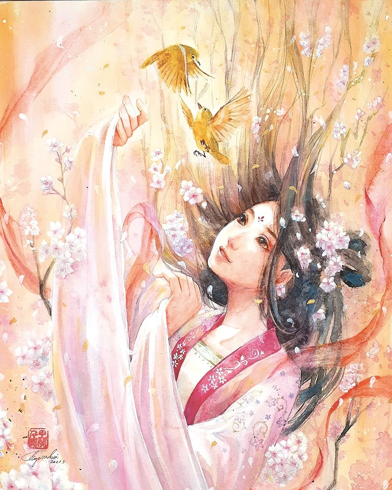 「#桜の日
#タイムラインを桜で満開にしよう

後ろの正面【夢】
後ろの正面【幻】」|甲斐千鶴のイラスト
