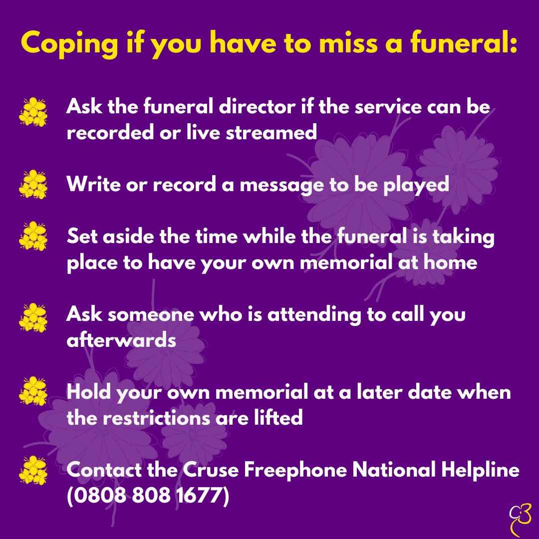 🆕 With new restrictions announced this week, we are seeing many tragic reports of people unable to attend funerals (or other grieving rituals) of loved ones 💜 

In light of this, we wanted to provide some tips on what to do if you find yourself in this distressing situation ⬇️