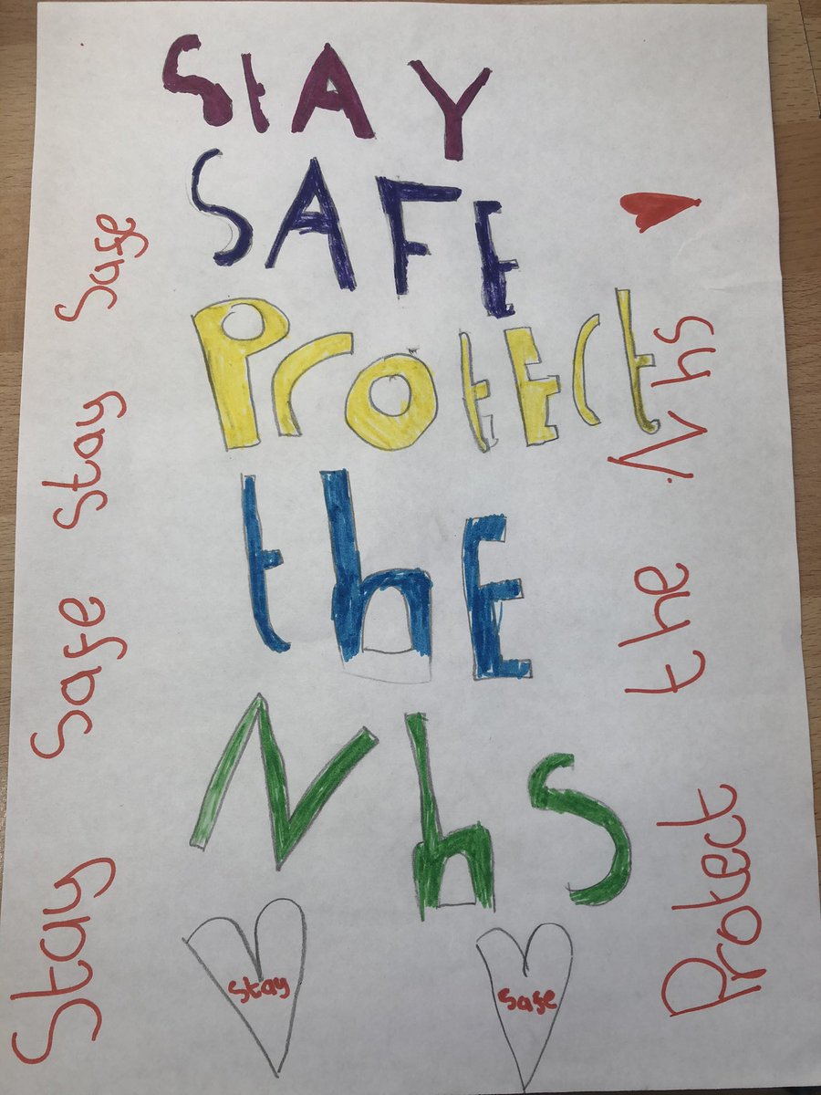 xMrsJanGx's tweet image. Our 9yr old made me smile and cry all in one go with this! ❤️ Now a poster at work!😊#careforeachother #proudtoworkfortheNHS 💙