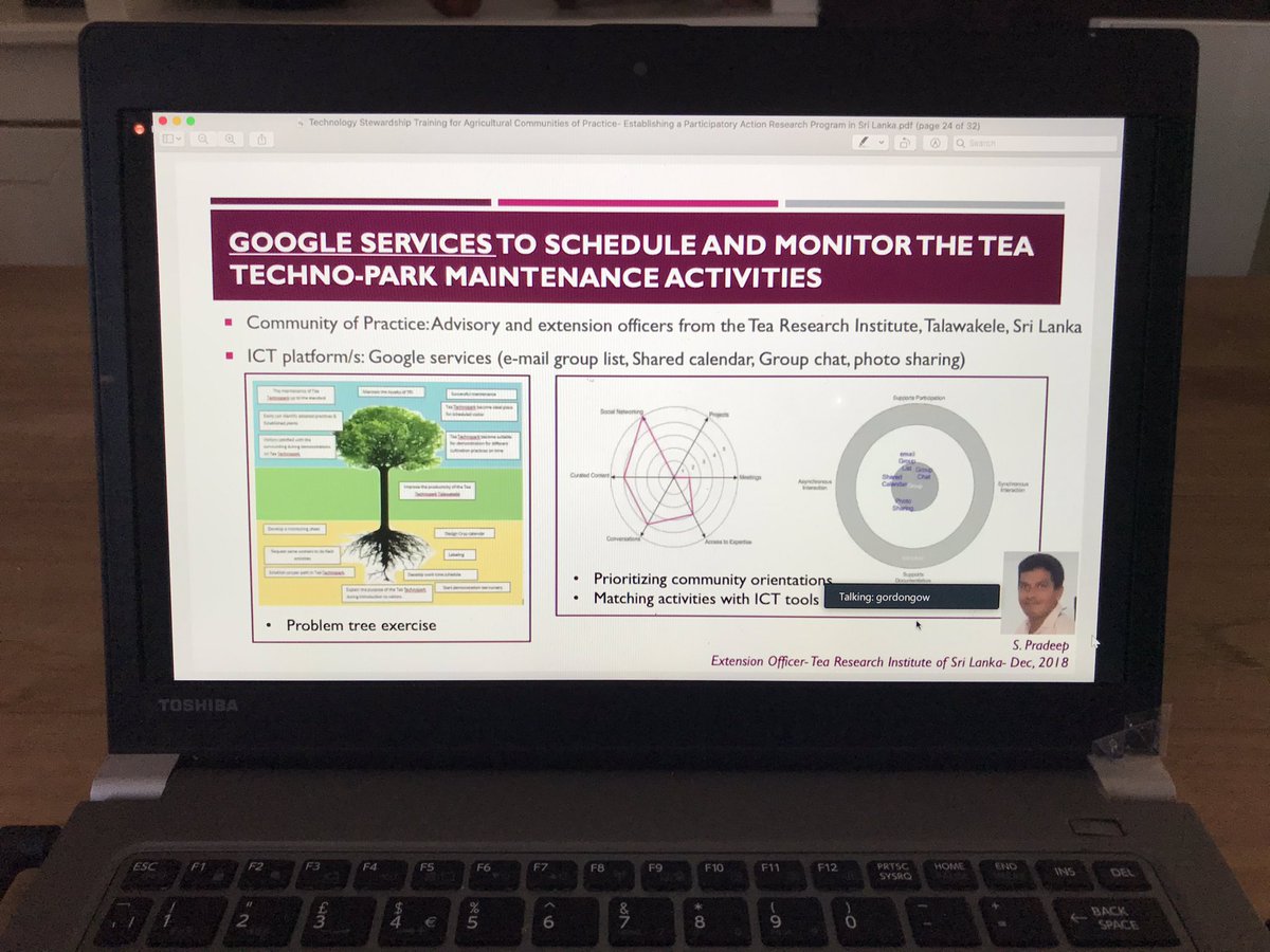 SilviaHedley's tweet photo. Action research presented at #IDIA2020: Gordon Gow on technology stewardship training for #agricultural communities of practice - field insights on platform usage from #SriLanka #ICT4D #data4dev https://t.co/pBjI6nmKcx