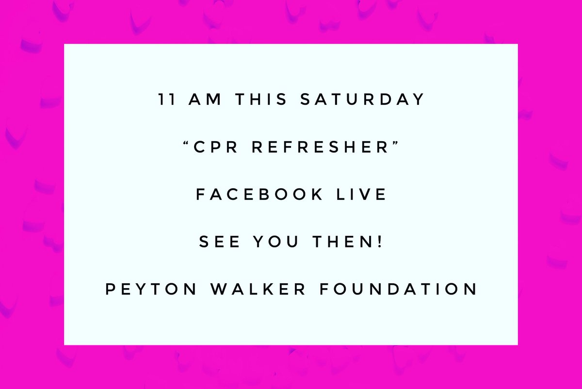 GnazzoPromotion's tweet photo. ATTENTION!!! With more people together at home these days, it’s important to be equipped to save a life. This Saturday at 11 AM plz join @PeytonWalkerFdn’s “CPR REFRESHER” Facebook Live Event to learn what to do when minutes matter in saving a loved one’s life! #CPR #savinglives https://t.co/EGaYWibPy4