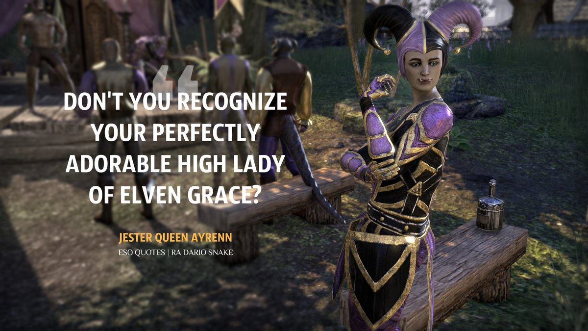 saginowski_bob's tweet photo. Yes, and I am waiting for your orders, my majesty!
Thank you for this great holiday @TESOnline! Let's have fun 🤡🥳
#ESO #ElderScrollsOnline #TheJestersFestival #QueenAyrenn #ESOQuotes https://t.co/kCoqOy1CTe