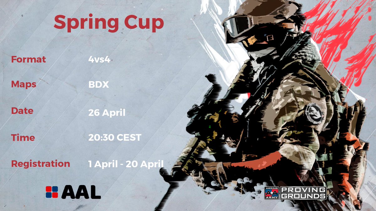 AALeaguegaming's tweet photo. The AAL is back, Spring Cup  will start registrations the next Wednesday
@AmericasArmy
 
https://t.co/wcXWrJI9Kw
#AAL #eSports #aapg https://t.co/SlXXSsf7KX