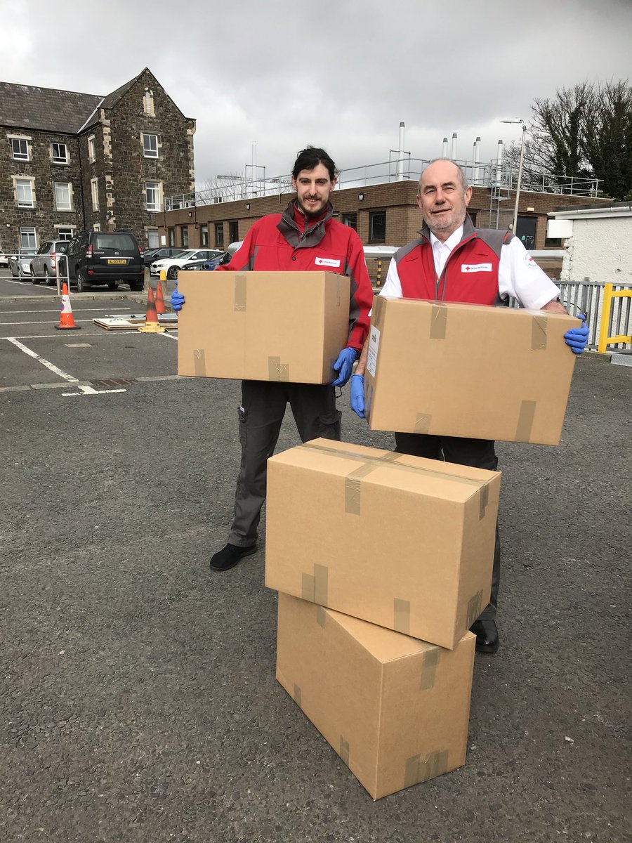 JoeBrolly1993's tweet photo. Gordon and Anthony from the Red Cross taking delivery of a consignment of life saving PPE suits for the frontline staff at the city hospital https://t.co/m2d5ssWnwE