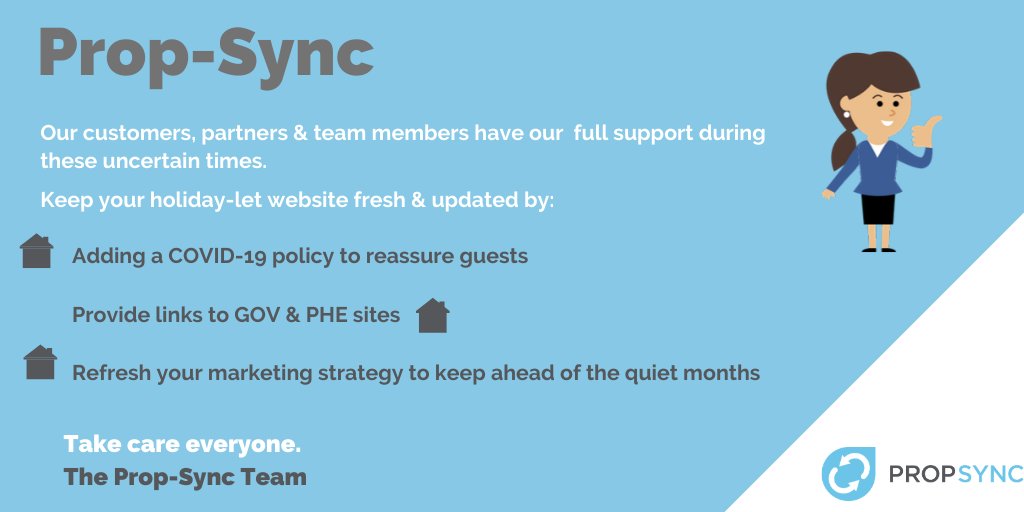 prop_sync's tweet image. We know the uncertainty facing the tourism industry right now  The best thing you can do is follow the GOV advice (buff.ly/2VEKjCU), and get your accommodation ready for a late holiday season. Check out buff.ly/2JfQ0zT to get started. 
#CoronaCrisisuk #travelban