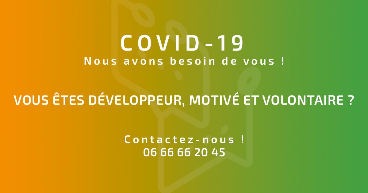 Team__Doc's tweet photo. [URGENT COVID-19] Nous recherchons des développeurs volontaires (compétences React/js et PHP).

@Team__Doc se mobilise auprès de l'AP-HP pour lutter contre le COVID-19 et nous avons besoin de vous.

Contactez nous en MP, par mail contact@teamdoc.fr ou au 06.66.66.20.45.

#COVID19 https://t.co/47OgVk8pun