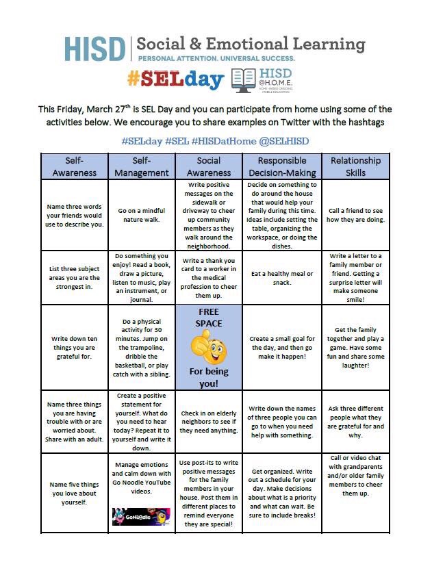 Today is SEL Day, a day to bring awareness to the importance of social-emotional learning in our schools and homes. #SELDAY #SEL4MA