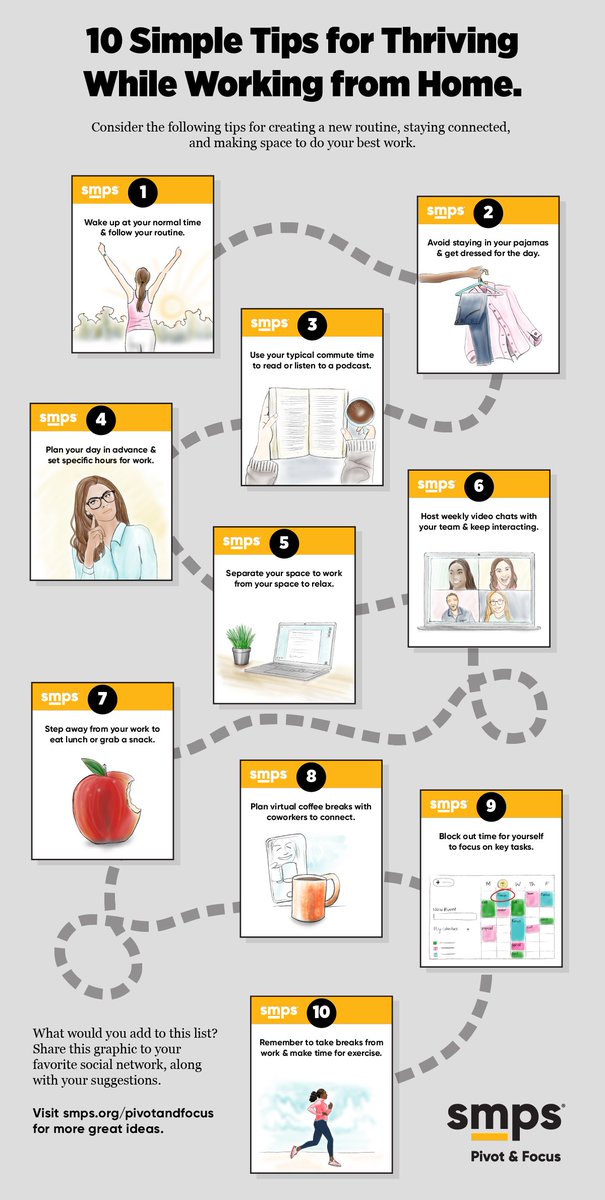 rjmconstruction's tweet photo. Have you found yourself establishing new "routines" with your work schedule? @SMPSHQ shares tips for staying focused and healthy while working remote. #Wellness https://t.co/8PJBv9xQ09