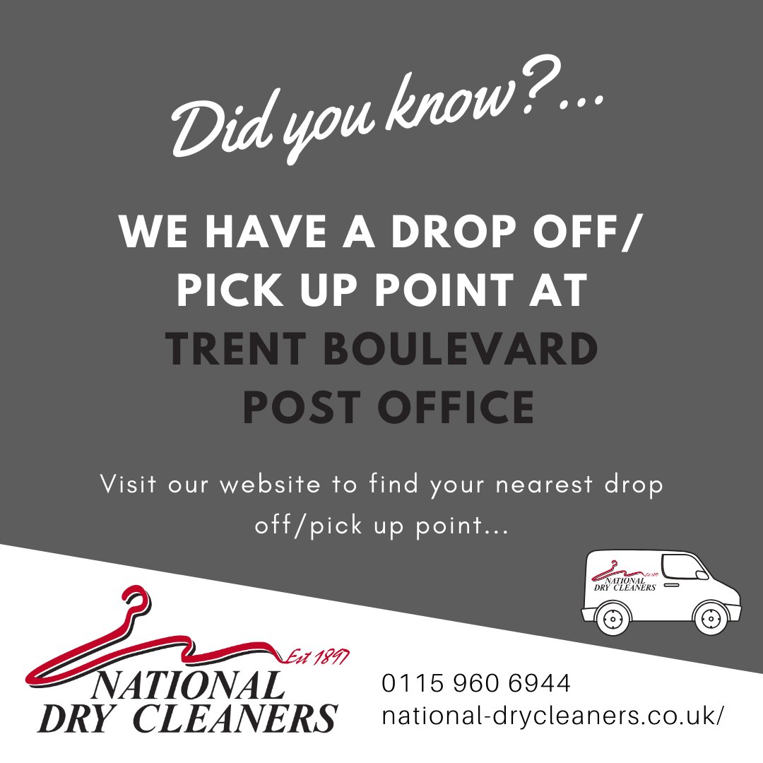 Address: 95 Trent Boulevard, West Bridgford, NG2 5BE
Web: postoffice.co.uk
Tel: 0115 982 1645

#drycleaners #drycleaning #dryclean #uk #services #laundry #pickup #dropoff #collection #nottingham #laundryservices #drycleaningservices