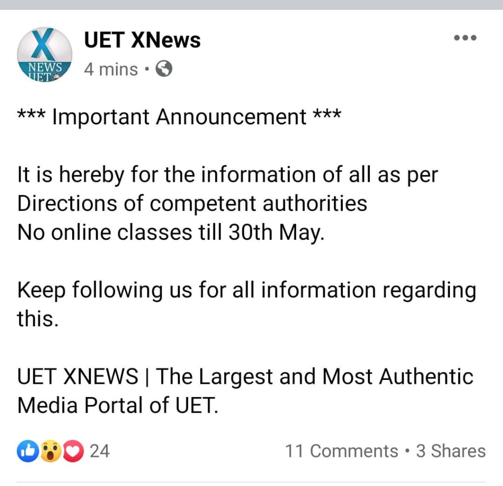 usamaa_official's tweet photo. GC University (all campuses), UET (all campuses), Quaid i Azam University Islamabad have suspended online classes. Lets raise our voice to suspend online classes all over Pakistan.
#We_Want_Semester_Break 
#WeRejectOnlineEdu https://t.co/VFwDtpNrRY