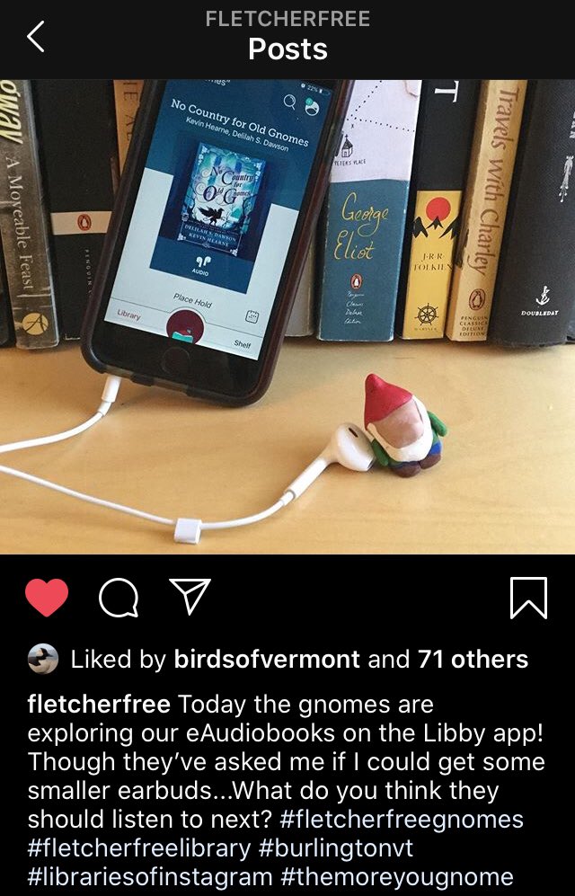 appleandthebee's tweet photo. Adorable and useful, advertising of services and materials, #staygnome effort from @FletcherFree in #btv #Vermont! Can’t wait to see more on your Instagram. Thanks for sharing @mreeVT! #vtlibraries #librariesfromhome #thisisVT #gnomesweethome #LISMentalHealth @VermontLib @VTLabor https://t.co/iHrNolkpBu