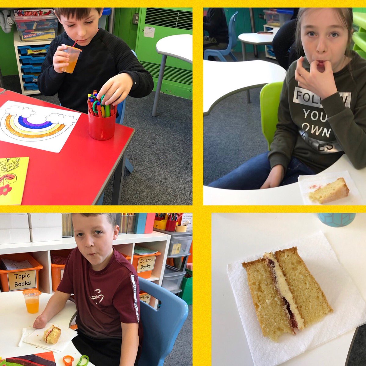 bodprimary's tweet photo. Our pupils attending this week have been incredible, considering the situation. Our available staff have been incredible too-Mrs Hoey baked cakes for all 🎂🦊✨👏🍰🌈 #communityspirit #finaldayfun @SWPRhondda @YstradOnline @RCTCouncil @CSCJES @AsdaPandy @tcspontio https://t.co/a8DILg48zq