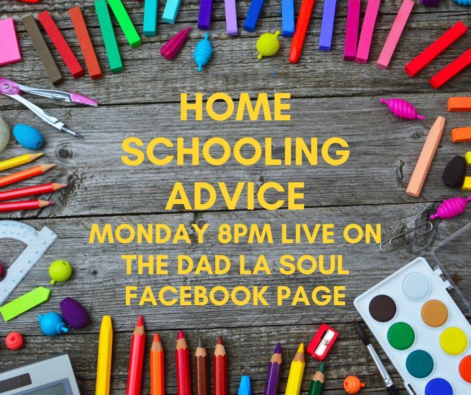 DadLaSoul's tweet photo. This Monday at 8pm we're broadcasting live on Facebook with #homeschooling advice from home educator @Mark_Cropley &amp; experienced infant school teacher Simon Cannon. Let us know if you have any questions you want answers to! https://t.co/gY7xC4aPmL 

#StayHomeSavesLives #StayHome https://t.co/pZco2MYrD2