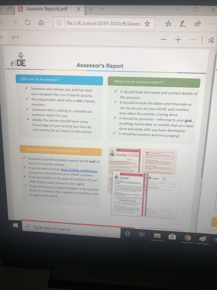2 new resources dropped onto SMHW and teams this morning ... assessor report guide and #DofEwithadifference. Both should be helpful in completing your sections from home. #lenziedofe #bronzeaward