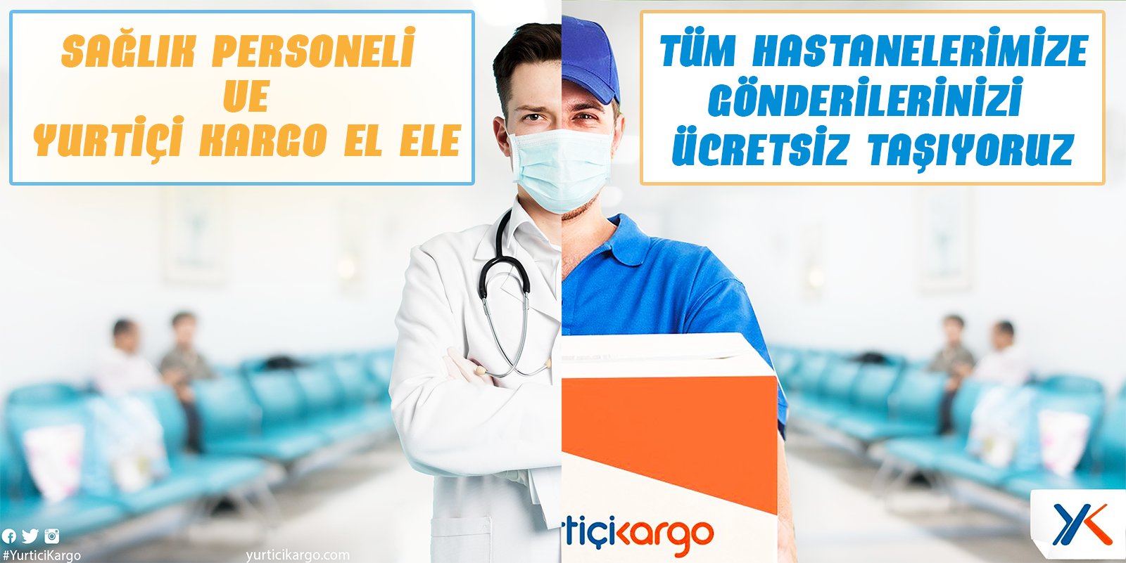 yurtici kargo on twitter hastanelere yapacaginiz tum bireysel gonderileri ucretsiz tasiyoruz bizler icin gece gunduz gorevinin basindan ayrilamayan tum hastane calisanlarina gondermek istediginiz kargolari ucretsiz tasiyacagiz onlari yalniz birakma