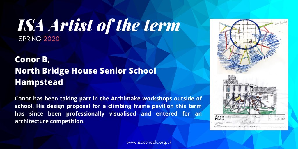 Our three shortlisted entries for the ISA Spring Artist of the Term are here! 
Conor B from <a href="/NBHSchool/">North Bridge House</a> 
RT to vote for Conor as ISA Artist of the Term
Deadline for voting Midday Friday 3 April