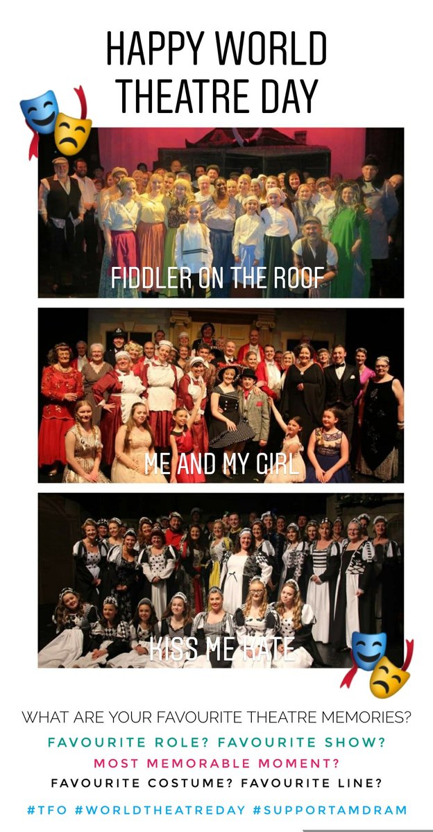 tinkersfarm's tweet photo. Happy World Theatre Day to all our fellow theatre lovers and AmDram societies! ππ₯³
We want to hear from you today!
Share your favourite stories or your theatre memories?
We're all in this together! Let's celebrate theatre!
#WorldTheatreDay #TFO #SupportAmDram https://t.co/9j9LUOPuxF