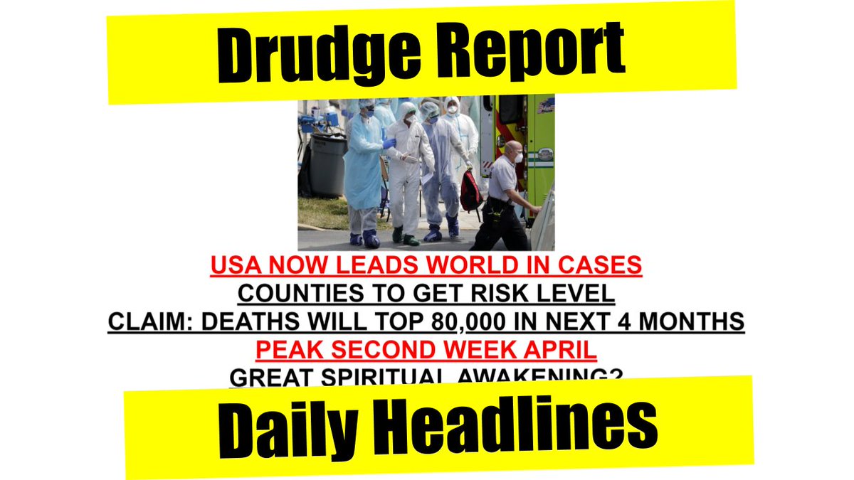 LeanRightInfo's tweet image. This video shows and reads all the current headlines listed on DrudgeReport.com 
youtu.be/O6b0YPXfedU 
Coronavirus, Bailout, Meghan/Harry US-Bound
