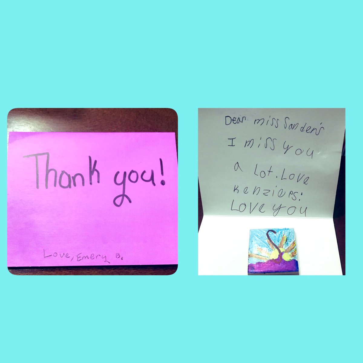 MrsSanders2nd's tweet photo. This made my day! I have the sweetest, most caring students, and I miss them! 💚💙💚💙 @TimberDriveES #UNITEthePACK https://t.co/w7CG9S8dtx