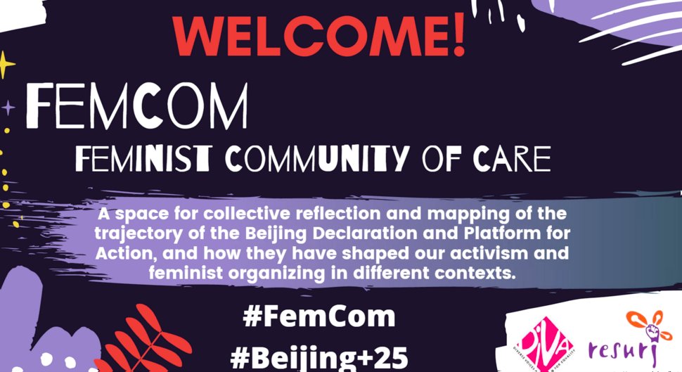 JAndersonRoland's tweet photo. Join in now! "Feminist Community of Care towards Beijing+25" w/ @anita_nayar @RESURJ @diva4equality @DAWNfeminist @felogene @AWID @IkhtyarCo @vtatawaqa @chante_MKS @spectra_rw @NGO_CSW_NY @CeciliaSpin @heysharoncai #FemCom https://t.co/2yy4wBq8Oy https://t.co/GPO3TniLBb