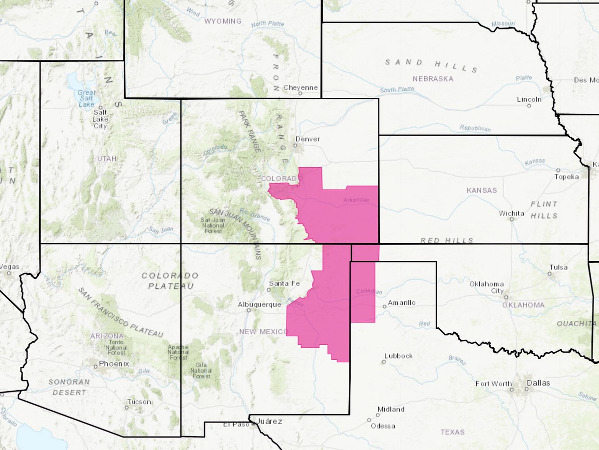 wildfiretoday's tweet image. Red Flag Warnings for enhanced wildfire danger Friday in parts of Colorado, Oklahoma, Texas, and New Mexico.