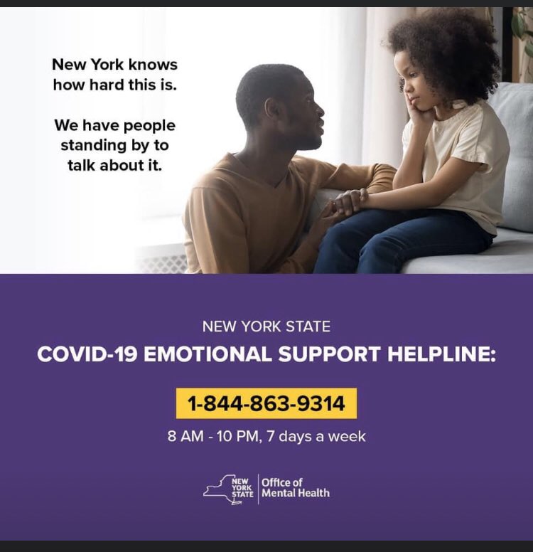 SWCSD_SWorkers's tweet photo. During this time, please know there are many #Resources available to be of support- @NYSomh has created a #supporthelpline that is available daily! 📱 #Call #ReachOut #coronavirus #mentalhealthmatters https://t.co/tctDuLcCki