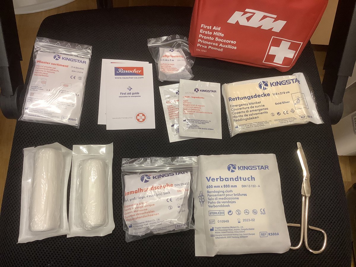 KTM819O4's tweet photo. #KTM #FirstAid #FirstAidGuide #WoundPlasterSet #FingerTipDressing #AdhesivePlasterTape #CompressionBandage #BandingClorh #EmergencyBlanket #FirstAidScissors #DisposableGloves #WetWipeForCleaningSkinUnhurt https://t.co/osuflWbi3G