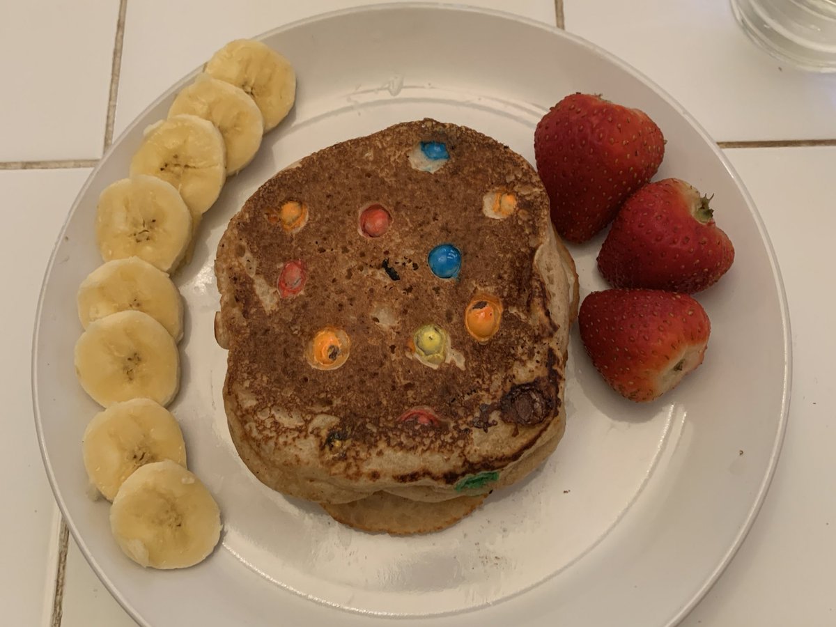 Today marks the end of the second week of working from home, so I made M&M pancakes to...celebrate?