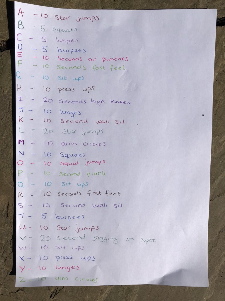 Serian_Ganesh's tweet photo. Lunchtime challenge! Lucky I have such a short name 😬💪🏻 let’s see your efforts #activeathome #ExerciseAtHome #homelearning #homelearninguk #activehomelearning https://t.co/g9gV6BQ5nT