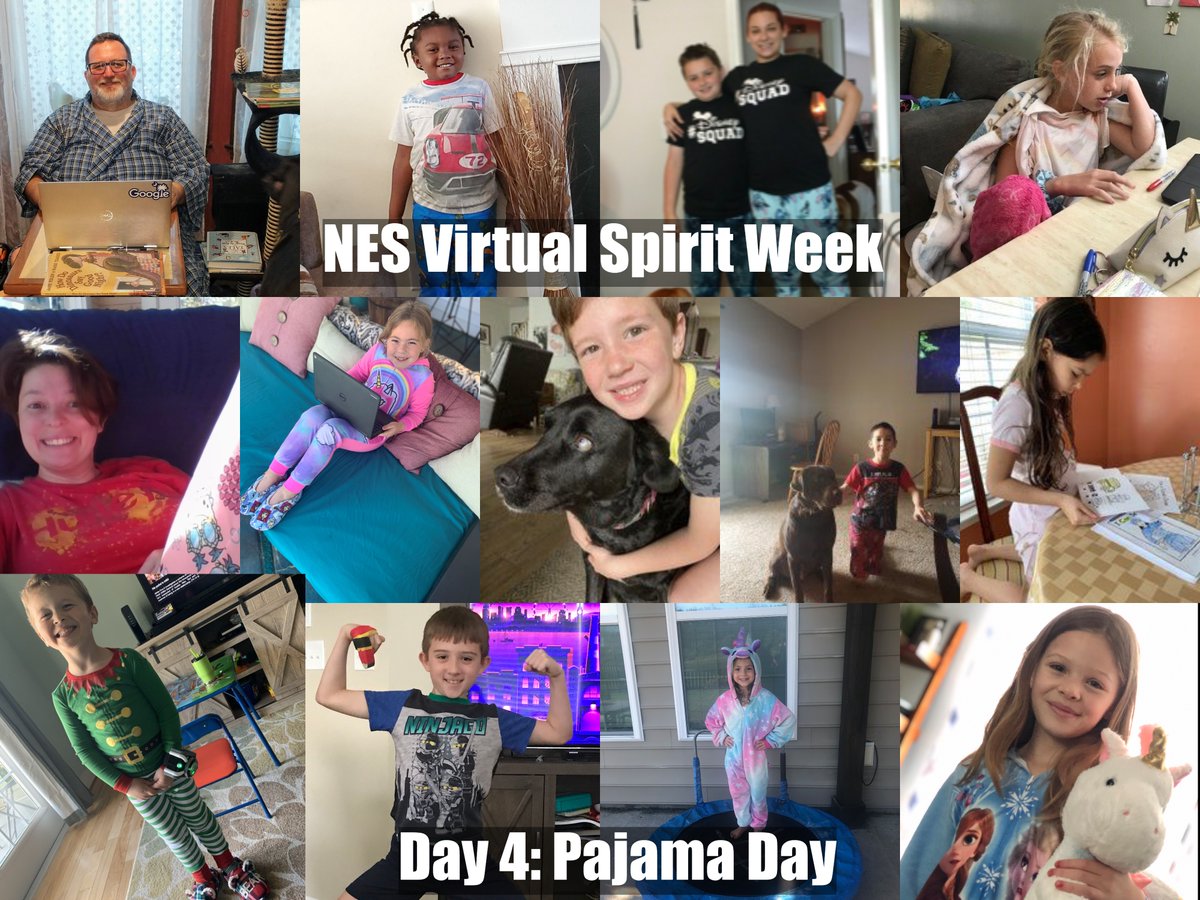 Thursday was Pajama Day at NES. Virtual Spirit Week is still going strong. #RIDEwithNESpride #BCSDeLearning