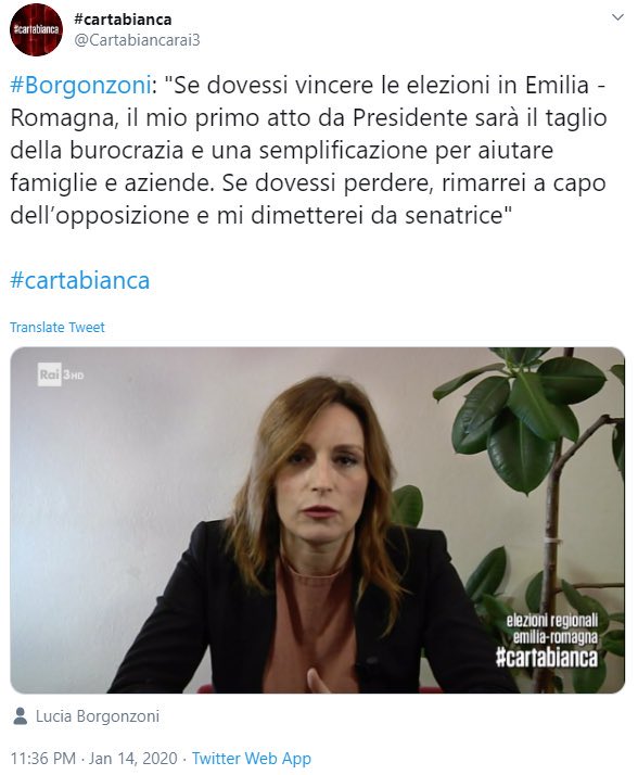 il_pucciarelli's tweet photo. Siccome amava così tanto la sua terra e siccome è una persona di parola - come il suo capo di partito del resto - Borgonzoni alla fine ha deciso di rimanere in Senato lasciando il Consiglio regionale emiliano e rimangiandosi la promessa https://t.co/5n1fgaFKbI