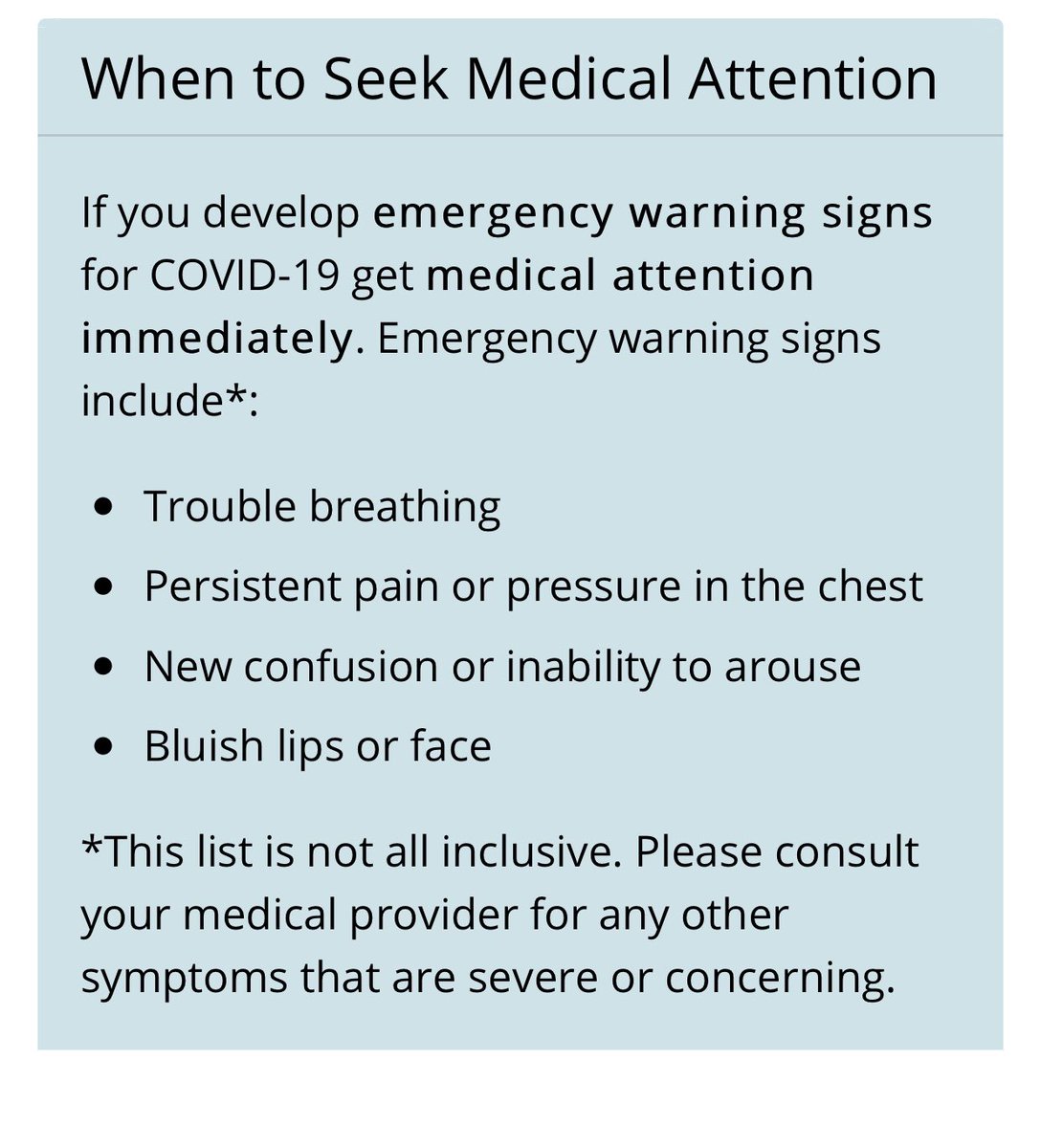 According the CDC things to look for if you are ill 😷 #believeinFLC #borostrong