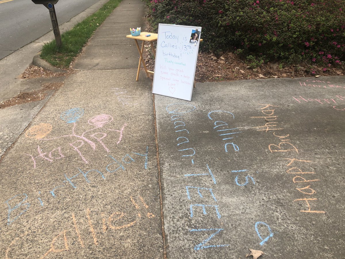 HobbsMob's tweet photo. Why I love @TownofDavidson!  My daughter’s birthday party is cancelled as we social distance, but every walker and runner on Concord Rd are taking time to sign the biggest birthday card in town.  Happy Birthday Callie! 🎂🎈 https://t.co/oXiECxtuhQ