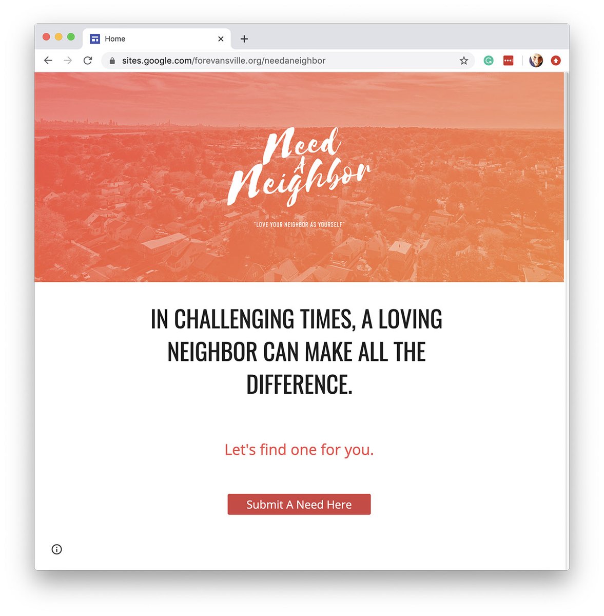 Need help or want to help during this time? 

Our friends at For Evansville and Community One put together this great resource:
needaneighbor.org