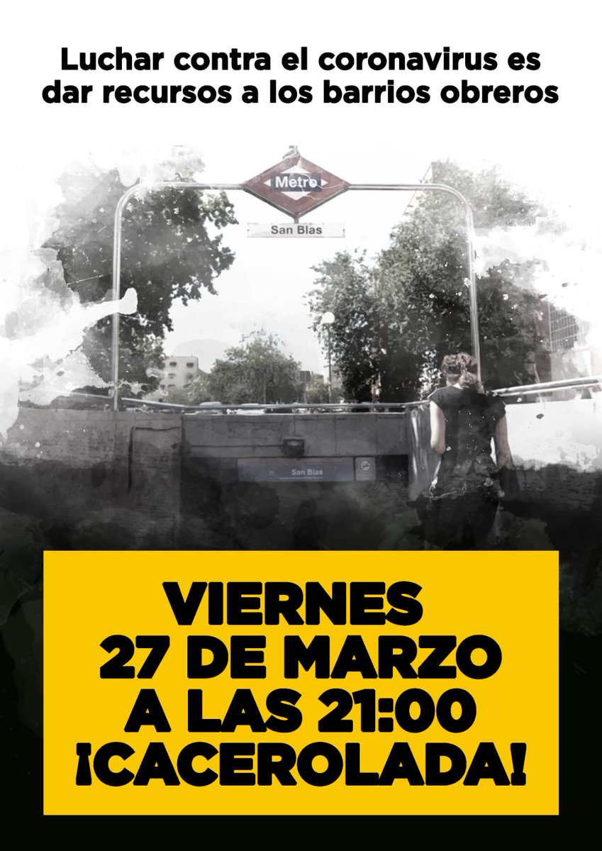PorSociales's tweet photo. #TuIndignacionAlBalcon
#SanidadPublica
Hoy viernes 21.00h. Por los barrios obreros, sin proteccion, sin epis, sin medios. Por que q7e se menoscaben nuestros derechos. https://t.co/rvUm4tIy7h